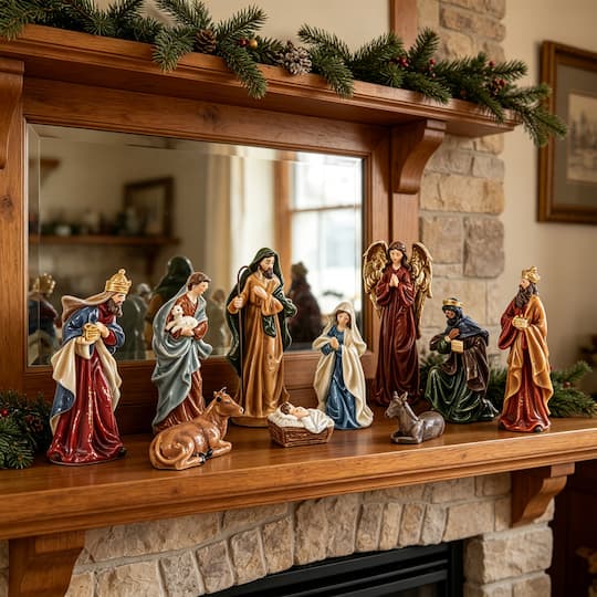 Glitzhome® 8" 10-Piece Christmas Nativity Figurine Set